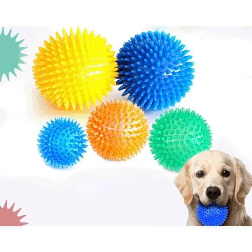 Pet Ball Squeaky Toys Dog Chew Toy For Small Medium Dogs Interactive Durable Bouncy Spike Toys Chewing Rubber Balls Teeth Care