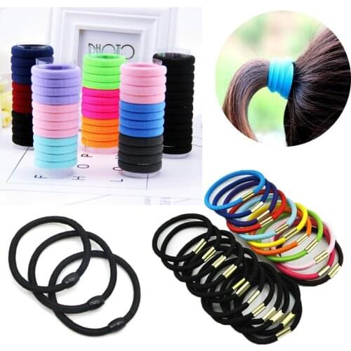 Black Rubber Band Hairdressing Elastic Hair Rings Gum Ponytail Holders Hair Accessories for Women Girls Hairstyle Braiding Tools