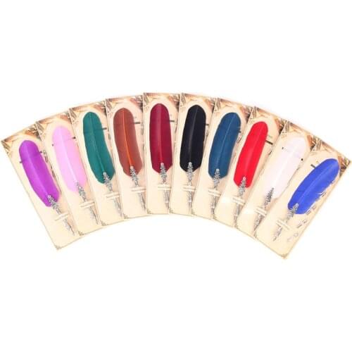 1 Set Of English Calligraphy Feather Pen Writing Retro Cardboard 5 Nibs Creative Stationery Factory Direct Wedding Gift