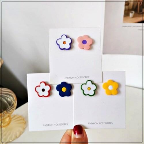 LANIWOO Candy Color Flower Stud Earring 2021 New Fashion Jewelry For Girls Wholesale Accessory
