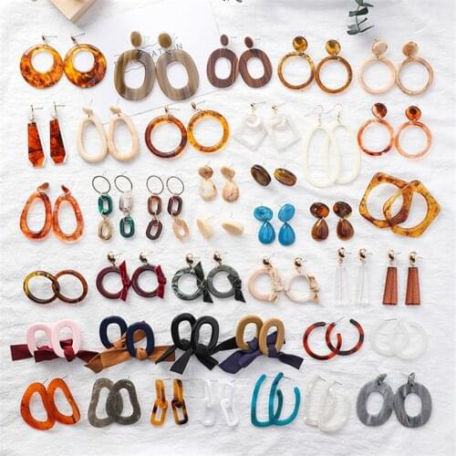 Multiple Style Korean Handmade Acrylic Acetic Drop Earrings New Fashion Geometric Long Dangle Earrings Pendientes Jewelry