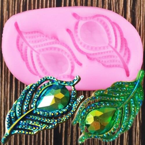 Peacock Feather Border Silicone Molds DIY Cupcake Topper Fondant Cake Decorating Tools Resin Clay Jewelry Candy Chocolate Mould