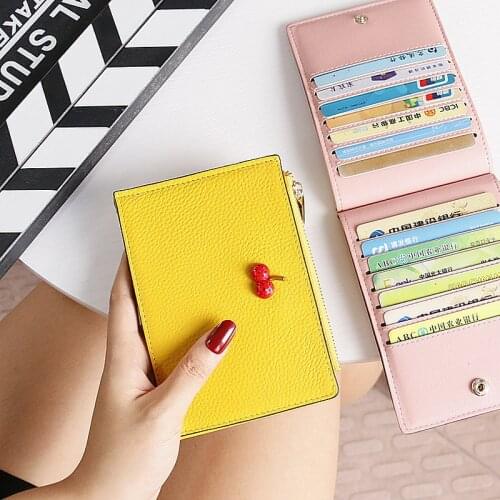 Genuine Leather Ultra Thin Slim Short Wallet Woman Simple Mini Card Holder Small Solid Coin Purse Casual Fashion Clutch