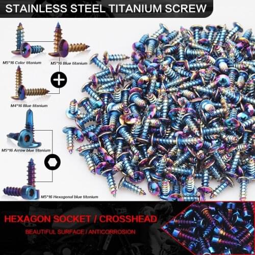 Stainless steel screw Blue plated color screw cross head self-tapping screw M5*16mm motorcycle electric car