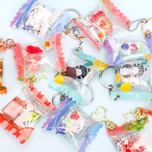 VOGRACE Wholesale anime acrylic inflatable shaker charms acrylic glitter Inflatable candy keychain acrylic charm