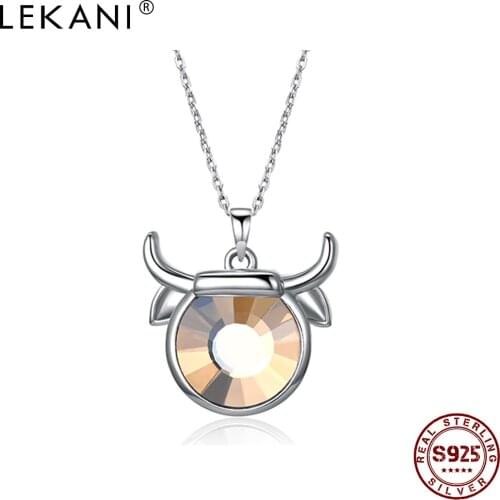 LEKANI 925 Sterling Silver Taurus Necklace For Women Exquisite Crystal Pendant Necklace Girlfriend Gift New Arrival Recommend