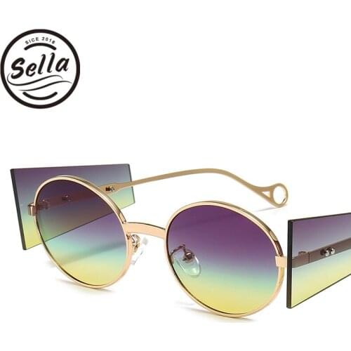 Sella 2021 New Vintage Fashion Men Women Retro Round Sunglasses Steampunk Colorful Tint Lens Red Green Street Glasses Eyewear