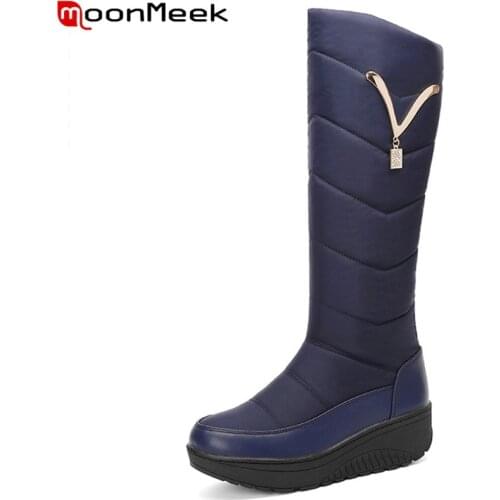 MoonMeek 2022 New Arrival Big Size With Fur Knee High Boots Popular Fashion Ladies Shose Comfortable Concise Women Winter Boots