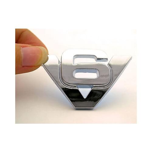 1 Pcs Decoration Silver V6 Car Front Tail Emblem V6 letter sticker car body stick car emblem sticker Car Styling