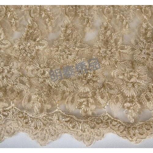 1 Yard 120cm Width European Style Embroidered Gold Lace Mesh Gold for Wedding Dress High End Lace Fabric Material