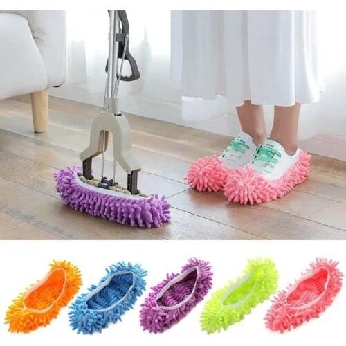 10PCS Chenille Dust Mop Slippers Foot Socks Mop Caps Multi-Function Floor Cleaning Lazy Shoe Covers Dust Hair Cleaner