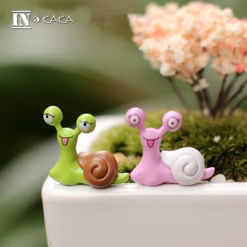 2pcs micro Fairy garden decor Cartoon kawaii cute Snails dolls animal Action Figures Toys miniature/terrariums DIY accessories