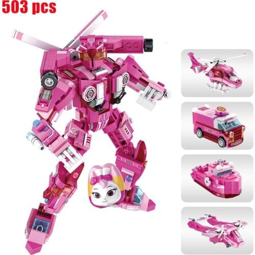 2021 New Product Space Guard Rainbow 4 in 1 Mecha Building Block Model Set Building Block Toy Childrens Gift