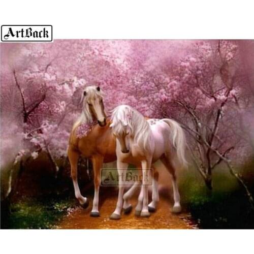 5d diy diamond painting horse tree flower kit full square drill 3d diamond embroidery animal diamond mosaic artwork gift SE147