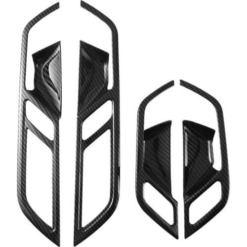 Car Interior Door Handles Bowl Cover ABS Carbon Look Inner Pull Door Knob Frame Molding Trim For- A6 C8 A6L 2019-21