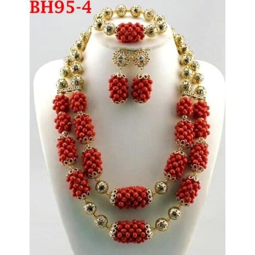 Free Shipping Fashion Nigerian Wedding African Bead Jewelry Set Crystal Necklace Set Party Wedding Dubai Jewelry Set BH95-1