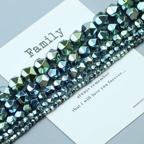 Green Hematite Natural Stone Beads Faceted Round Spacer Loose bead for Jewelry Bracelet Earring Making DIY 3 4 6 8 10mm Findings