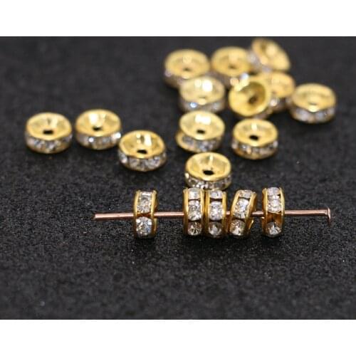 6mm Gold Color Crystal Round Spacer Beads for Jewelry Making Bracelet DIY Accessories Craft 50pcs