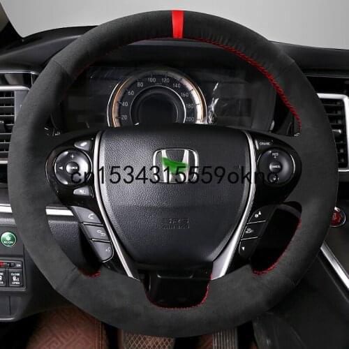 DIY Car Steering Wheel Cover Custom Fit For Honda Odyssey Accord Elysion Jade Civic Interior Accessories Black Suede