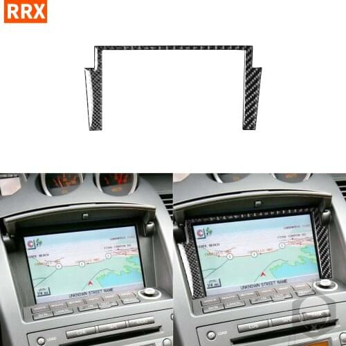 For Nissan 350Z Z33 2003-2009 Real Black Carbon Fiber Sticker Central Control Navigation Frame Interior Modified Car Accessories