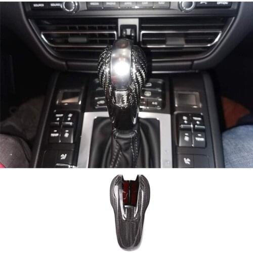 For Porsche Macan Panamera Cayman 718 911 Boxster, Carbon Fiber Car Interior Gear Shift Head Cover Trim