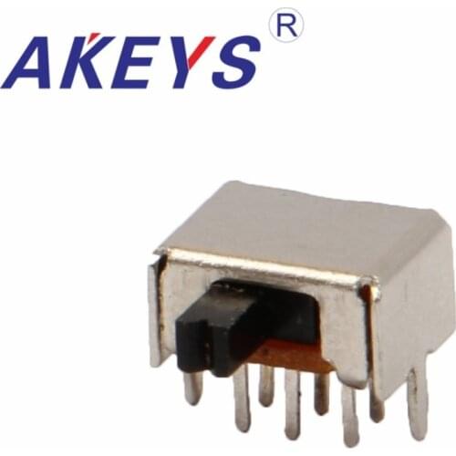 10PCS SK-22D07 2P2T Double pole double throw slide switch side insert 6 pin with 2 fixed pin for toys Handle height 3/4mm
