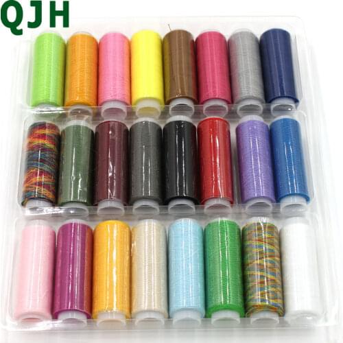 Hot 24 roll / lot color mixed yarn DIY Hand Sewing Thread/ Sewing Machine silk threads for embroidery Household sutures