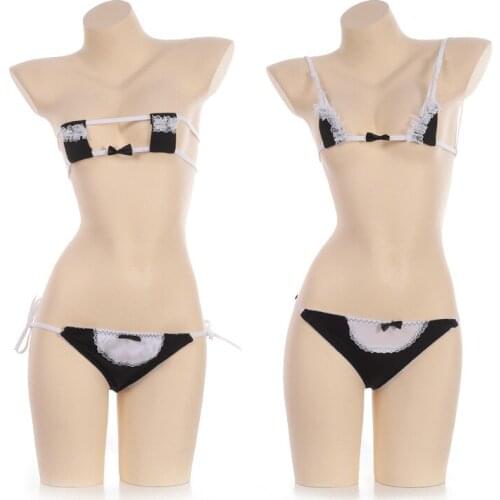 Women Hot Sexy Mini Square/Triangle Bra Micro Bikini Set Sleepwear Lolita Lingerie Underwear Bathsuits Japanese Adult Cos Maid