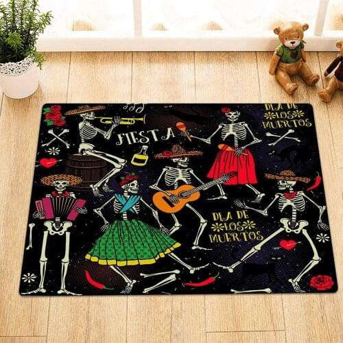 Mexican Day of the Dead Patry Bathroom Mat Door Mat Anti-slip Floor Indoor Entrance Mat Children 40X60CM Bathroom Accessories
