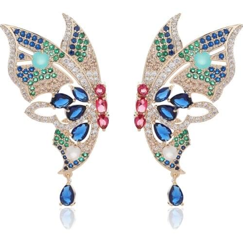 Beautiful Cubic Zircon CZ Butterfly Earrings for Wedding, Crystals Earring for Spring, Women Girl Birthday Party Jewelry CE11084