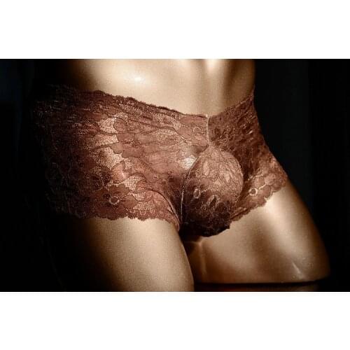 Lace underwear pouch boxershorts man panties sexy underwear calzoncillo hombre transparente boxer algodon hombre