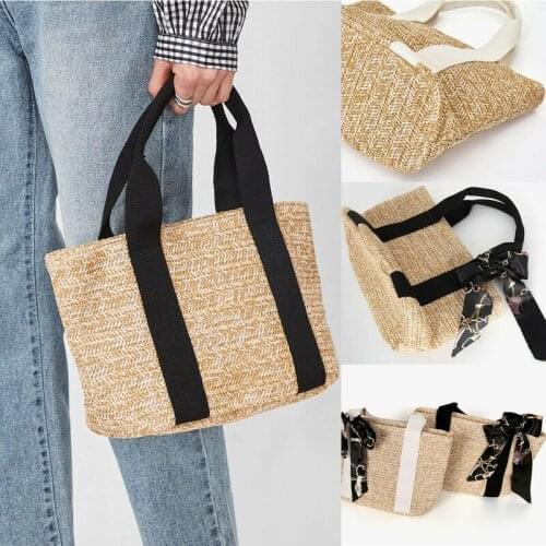 Summer Women Beach Straw Woven Bags Rattan Basket Shoulder Bag Round Handbag New