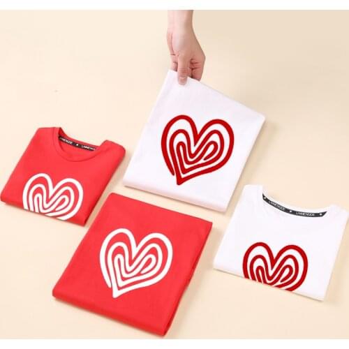 Love Heart Good Cotton Summer O Neck Clothes Men 4XL Big Size Top Tee Shirt Mother Daughter Clothing Fmaily Matching Outfits