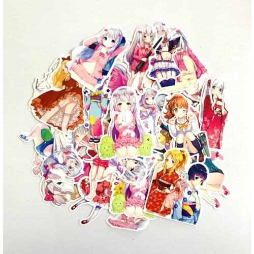 TD ZW 37Pcs Cartoon Japan Anime Girls Stickers For Suitcase Skateboard Laptop Luggage Fridge Phone Car Styling DIY Decal Sticker