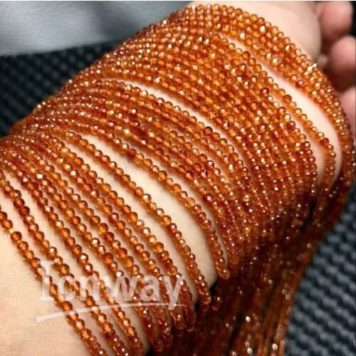 Natural faceted Round orange Garnet Stone Beads 2-2.5mm For Jewelry Making 15inches DIY Jewellery FreeShipping Wholesale