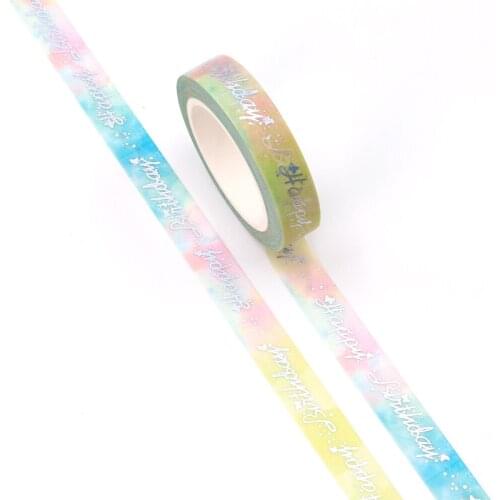 NEW 10pcs/Lot Decorative Happy Birthday Silver Foil Washi Tapes Bullet Journal Adhesive Masking Tape Cute Papeleria