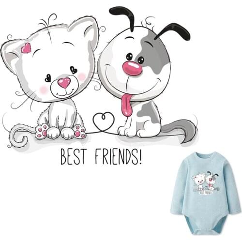 New Cat and Dog Figures Patch Set Kids Iron Transfer Applique T-Shirt Diy Non-Toxic Washable Parch Heat Transfer Stickers