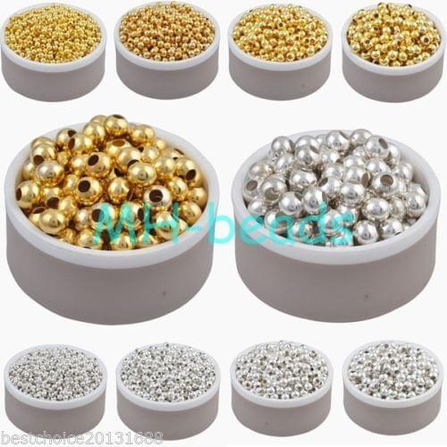 Wholesale Gold Silver Plated For Jewelry Making Iron Bead Space Loose Beads DIY Charms 3 4 5 6 8mm Round Metal beads
