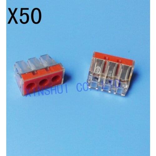50pcs/lot Wire connector 773-173 Push Wire Wiring Connector For Junction Box 3 Pin Conductor Terminal Block AWG 14-10