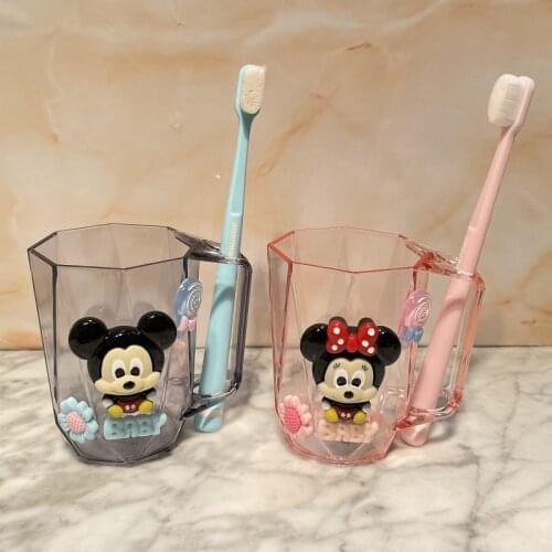 Disney Mickey Mouse Transparent Plastic Drinking Cup Creative Bathroom Cute Children Student Wash Cup Mouth Cup