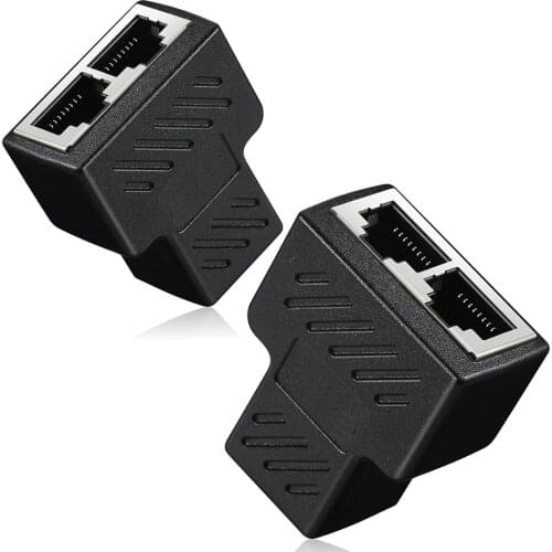 2X RJ45 Ethernet Connector Splitter 1 to 2 sockets Internet Cable Cat 7