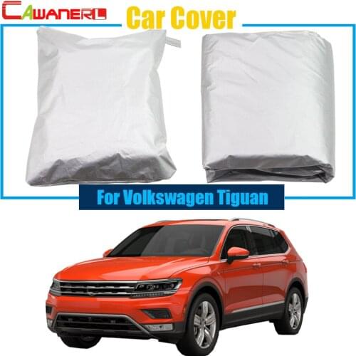 Cawanerl Gray Car Cover Outdoor Rain Sun Snow Resistant Anti UV Scratch Cover For Volkswagen Tiguan