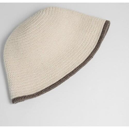 AMAOJLI Womens autumn and winter all-match retro hat Womens knitted woolen face bucket hat