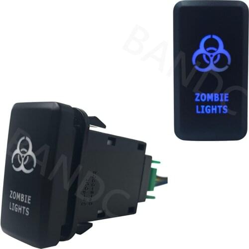 BLUE Led Lamp, 3Amp 12V ON OFF SPST ZOMBIE LIGHTS Push Switch with Wiring Connector for Toyota Hilux KUN26R, GGN15R, GGN25R 2005