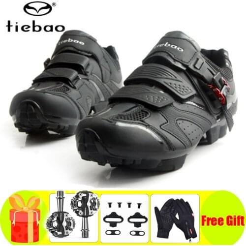 TIEBAO Cycling Shoes Sapatilha Ciclismo Mtb Men Women SPD Cleats Pedals Set Mountain Bike Self-locking Athletic Riding Sneakers