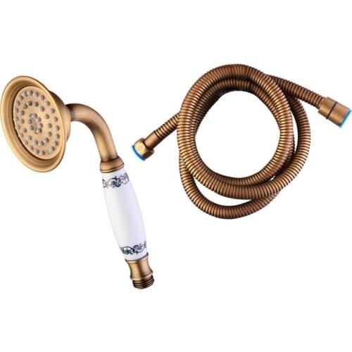 Antique Brass Telephone Style Bathroom Shower Head Water Saving Hand Held Shower Head Spray &1.5m Hose Wholesale