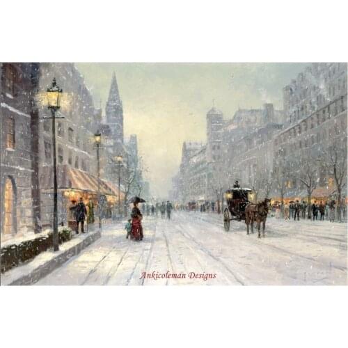 Needlework for embroidery DIY French DMC High Quality - Counted Cross Stitch Kits 14 ct Oil painting - Winters Dusk