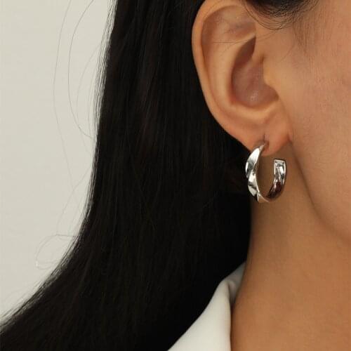 MANGOSKY 925 Silver Needle Simple C Shape Earrings Women