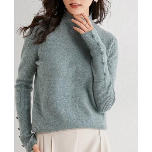100% Wool Sweaters For Women Fashion Jackets High Quality Turtleneck Sweaters Long Sleeve Jumpers Female Woolen Clothes