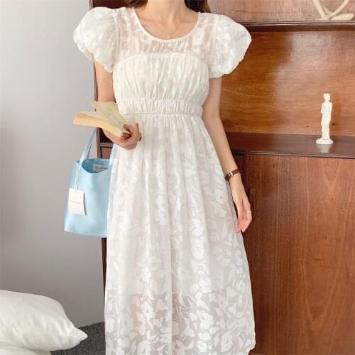 Alien Kitty Defined-Waist Florals Stylish Slim Girls 2021 Hot Women OL Loose New Princess Elegant Summer Sweet Chic Long Dress